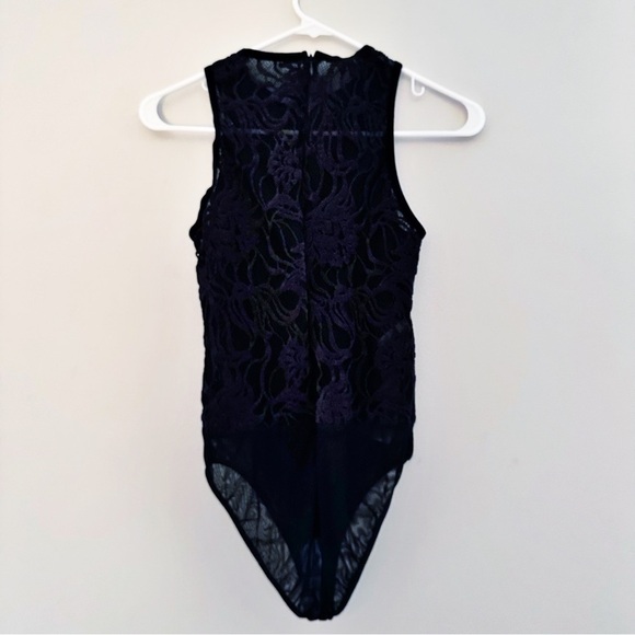 Tadashi Shoji Taft Velvet Trim Bodysuit Black NWT Size XS - Picture 10 of 13